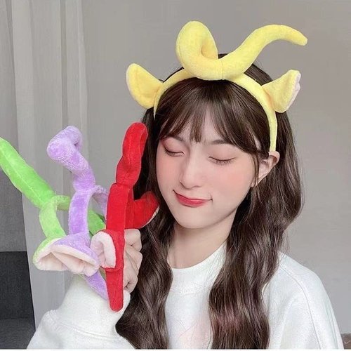 PHQOORYTH Womens Headbands Ears Fashion Headwear Yellow Hairband Hair Costume Accessories for Adult Halloween Cosplay Party Decorations