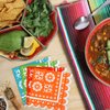 100 Pack Mexican Paper Napkins Fiesta Disposable Cocktail Napkins Papel Picado Decorative Scalloped Napkin for Cinco De Mayo Mexican Fiesta Table Decor Party Supplies