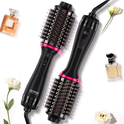 VEVOR Hair Blow Dryer Brush, 4 in 1 Hair Dryer and Styler Volumizer with Negative Ion, Ceramic Titanium Barrel 65MM Oval Shape, Less Frizz & Heat Damage Hot Air Brush for Straightening Drying Curling