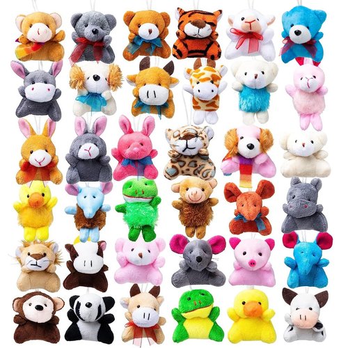 JOYIN 12 Pack Random Mini Animal Plush Toy Assortment (12 Units 3" Each),Bulk Stuffed Animals for Kids, Small Animals Plush Keychain Decoration, Carnival Prizes, Valentine's Day Party Favors