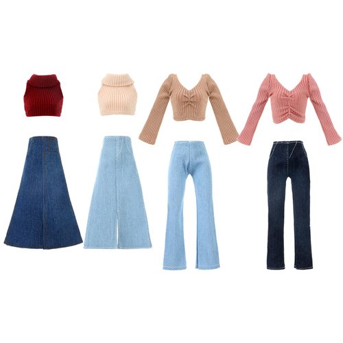 Bencailor 8 Pieces Christmas Doll Clothes 11.5 Inch Elf Doll Accessories Elf Sweaters Denim Pant Regular Outfit Clothing(Classic Color)