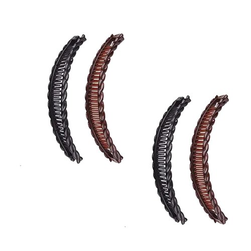 4Pcs Black and Brown Tort Banana Clips,Fish Clips,Vintage Clincher Combs Tool for Thick Curly Hair Accessories,Long Hair Clips,Hair Comb Fish Grip Slide Hair Clips Claws for Women Clips and Barrettes