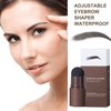 Eyebrow Stencil Kit, One Step Brow Powder Stamp Makeup with 10 Reusable Eyebrow Stencils＆2 Eyebrow Pen Brushes, Professional Waterproof Brow Powder Stamp (Dark Brown)
