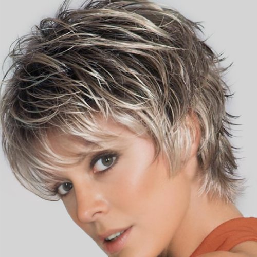 SEVENCOLORS Short Brown Mixed Blonde Wigs for White Women Layered Natural Pixie Cut Wigs Synthetic Short Hair Wigs for Women