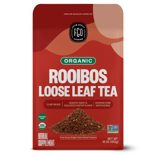 FGO Organic Rooibos Loose Leaf Tea, Resealable Kraft Bag, 16oz, Packaging May Vary (Pack of 1)