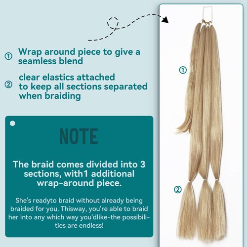 EMMOR Long Braided Ponytail Extension with Hair Straight Wrap Around Ponytail Hair Extensions with Hair Tie Soft healthy Synthetic Hair Piece for Women girls Daily(33 inch Mixed Blonde