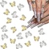 20pcs Butterfly Nail Charms for Acrylic Nails Gold Silver Butterfly Nail Art Jewelry Gems 3D Metallic Butterflies Nail Rhinestones Shiny Butterfly Crystal Charms for Women Nail Art Decoration Supplies