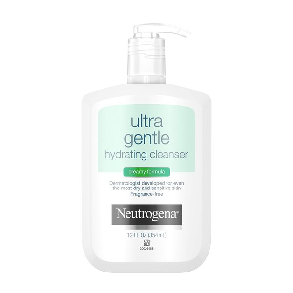 Neutrogena Ultra Gentle Hydrating Facial Cleanser, Non-Foaming Face Wash for Sensitive Skin, Gently Cleanses Face Without Over Drying, Oil-Free, Soap-Free, Fragrance-Free, 12 fl. oz