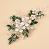 Rumtock Silver Flower Green Crystals Beads Hair Comb for Women Girls Wedding Bridal Hair Piece Hair Styling Jewelry Banquet Prom (Green)