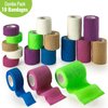 MEDca Self Adhesive Non Woven Cohesive Bandage COMBO PACK 1 Inch 2 Inch and 3 inch X 5 Yards 6 of Each Size Total of 18 Rolls 'Rainbow Color"
