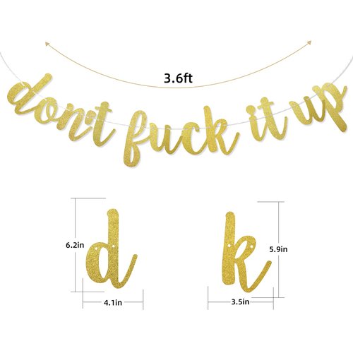 Don't Fuck It Up Banner, Farewell Party, Goodbye Party, Retirement Party Supplies (Gold Glitter)
