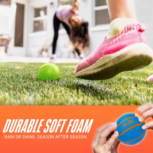 Nerf Mini Stress Foam Sport Ball Set - Kids Mini Sports Ball Set - Includes Foam Micro Football, Soccer Ball + Basketball Soft Stress Relief Foam Sports Set for Kids - Multicolor