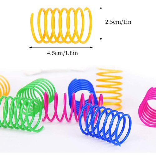 ISMARTEN 120 Pack Cat Spring Toy, Colorful Interactive Cat Toy Plastic Coil Springs Cat Toy for Swatting, Biting, Hunting Kitten Toys