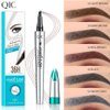 2024 3D Waterproof Microblading Eyebrow Pen,Microblading Eyebrow Pencil,4 Tip Eye Brow Pen,Long-lasting Natural Makeup Fine Stroke Magic Eyebrow Pencil Stay (Gray)