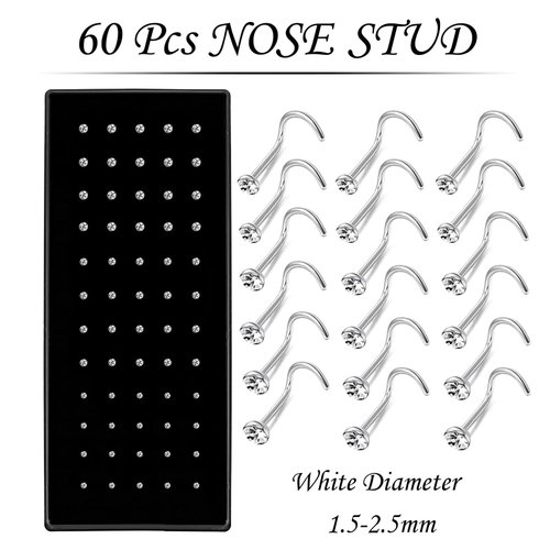 OMAIGAR Nose Rings and Studs, Colorful Nose Rings Hoops for Women, Screw Shaped Surgical Stainless Steel Nose Piercing Jewelry, 1.5/2/2.5mm Nose Rings Studs for Men