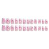 French Tip Press on Nails Short Square Fake Nails Cherry Blossoms Pink Flower Full Cover Tip Glue on Nails Nail Art Supply Reusable Nude Pink False Nails Stick on Nails for Women Manicure Salon 24Pcs