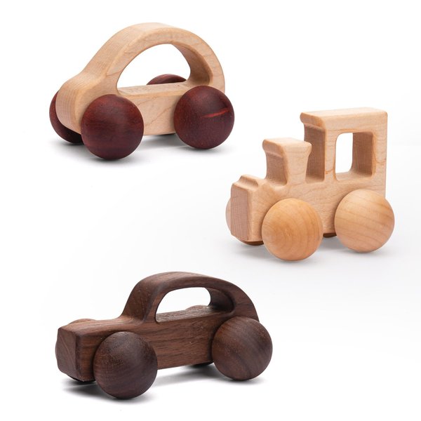 3PCS Wooden Baby Toys,Baby Grasping Toys Push Car Toys Montessori Toys Wooden Toy Vehicles,#3