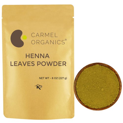 CARMEL ORGANICS Henna Leaves Powder (8 Ounce or 227 Grams) for Hair Color | Made by Natural and Pure Henna Leaves | No Added Preservatives or Color | Lawsonia inermis