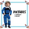 Spooktacular Creations Astronaut Costume with Helmet, Space Suit for Kids and Toddler with Movable Visor Helmet, Kids Astronaut Costume for Halloween Costumes Party Favor Supplies Blue L