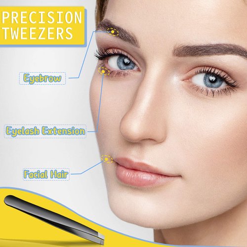24 Pieces Eyebrow Tweezers Stainless Steel Slanted Tip Tweezers Facial Hair Eyebrow Precision Tweezers for Men and Women