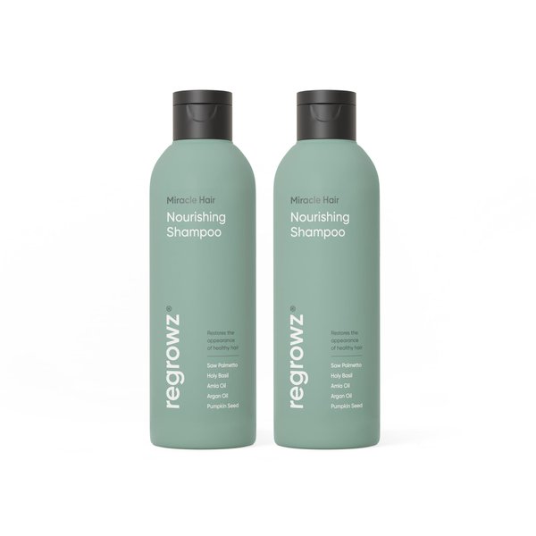 Regrowz Nourishing Shampoo 7.6 oz - Pack of 2 - Revitalise, Hydrate Dry and Dull Hair - Enriched with Aloe Vera, Saw Palmetto & Argan Oil - Nourish the Scalp & Restore Healthy Hair
