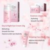 Skincare Set Women Cherry Blossom Gifts - 8 Pcs Skin Care Set Hydrating - Skin Care for Teens 10-12 Moisturizing - Travel Kit with Sleeping Face Mask,Cleanser,Face Cream,Eye Cream,Serum,Mud Mask