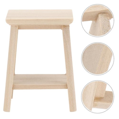ABOOFAN 2pcs Miniature Wooden Stool Mini Wooden Dollhouse Stool 1:12 Scale Miniature Tall Stool Tiny Chair Model Dollhouse Furniture Accessories for Doll House Kitchen Pub Bar
