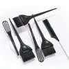 Hair Colouring Tool Set - Wide hair colouring brush with soft bristles and double row design. Mini hair colour cream stirrer, pointed tail comb. (Black, Black Bristle Set B)…