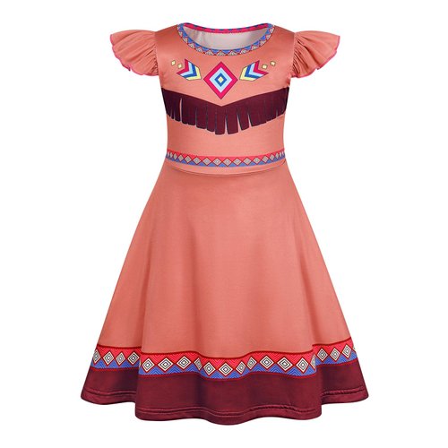 Sukyfecde Girls Native American Costume Indian Mardi Gras Dress Up Indigenous Cosplay Clothes Pocahontas Princess Dress up 9-10 Years Brown