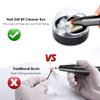 AMAZDIP Nail Drill Bits Cuticle Cleaning Tool with Brush Cover Cleaner Case, 2-in-1 Steel Wire Brush & Nylon Brush, Acrylic Nail Tool for Carbide/Ceramic Nail Drill Bits - Black