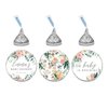 Andaz Press Peach Coral Floral Garden Party Baby Shower Collection, Personalized Chocolate Drop Label Stickers Trio, 216-Pack, Custom Name, Fits Kisses Party Favors