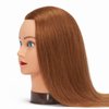 Traininghead Mannequin Head with Human Hair Manikin Training Practice Head Cosmetology Doll Heads for Hairdresses with Clamp Stand (Golden Brown)