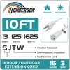 HONDERSON 10FT Outdoor Extension Cord-16/3 SJTW Durable White Extension Cable with 3 Prong Grounded Plug for Safety,Great for Outdoor Christmas Decorations