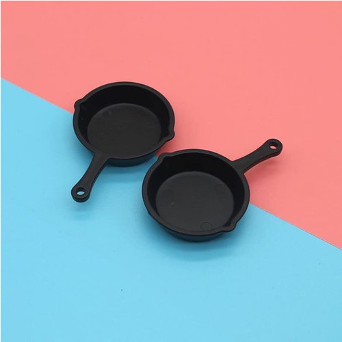 SEWACC 10pcs Miniatures Frying Pans Plastic Miniature Skillet Simulation Cooking Pan Models Mini Dollhouse Kitchen Cookware Dollhouse Accessories