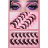 Maigitur Mink Lashes Fluffy 3D False Eyelashes 6-12mm Wispy Cat Eye Lashes that Look Like Extensions Strip Lashes Pack 7 Pairs Lightweight Fake Eyelashes for Doll Eye Makeup LZM-23, PINK