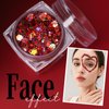 Teenitor Face Glitter Body Glitter, Red Body Glitter Gel, Hair Glitter Gel, 6 Shapes Rave Glitter, Body Makeup Glitters Face Paint, Chunky Sparkling Glitter Gel for Women