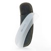 GERMANIKURE Gray Glass Moonfile in Suede Case, Ethically Made in Czech Republic, Easy Guided Nail File