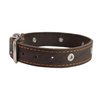 Genuine Leather Studded Dog Collar, Brown, 1.25" Wide. Fits 15"-18.5" Neck. Amstaff