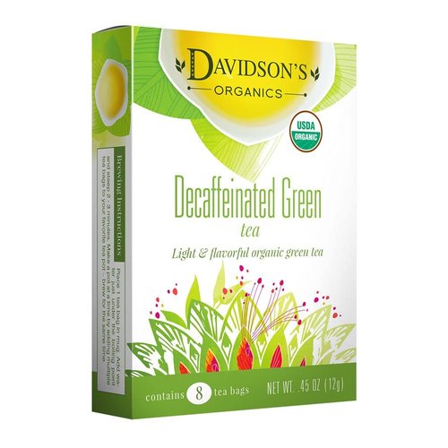 Davidson's Organics, Decaffeinated Green Tea, 8-count Tea Bags, Pack of 12