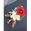 Brihasory Flower Hair Comb Boho Side Combs for Women and Girls, White and Red Artificial Flower Hair Clip Floral Hair Headpiece for Brides and Bridesmaids Valentines Day Festival Gifts