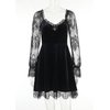 Goth Women Gothic Black Dress Dark V Neck Grunge Sexy Dress Aesthetic Autumn Vintage Long Sleeve Harajuku Mini Dress