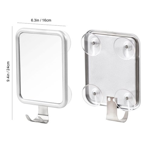 Ettori Shower Mirror Fogless for Shaving- with 4 Suctions, Anti Fog Mirror for Shower, Bathroom, Vanity, Bathtub, Razor Holder for Men