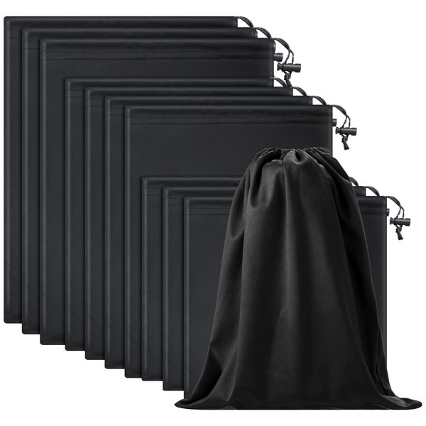 Flutesan 10 Pcs Toy Storage Bags Adult Drawstring Bag Toy Bags Foldable Ditty Bag Multi Camping Bags Storage Adjustable Small Microfiber Stuff Sack for Storage(Black, 6 x 6/10 x 7/11.8 x 9 Inch)