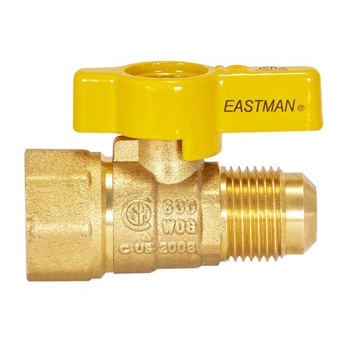 Eastman 60003, Brass Straight-Flare Gas Ball Valve, 1/2" FIP x 1/2" OD Tube
