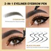 Waterproof Microblading Eyebrow Pen 2-in-1 Long Lasting 4 Tipped Precise Brow Pencil Eyeliner for Natural Looking (03# Grey)
