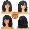 KEVVTY Black Curly Wigs for Black Women Short Curly Wigs With Bangs For Women Synthetic Afro Curly Wigs Bouncy Fluffy Curly Hair Wigs Glueless Daily and Cosplay