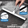 OVSGTTZ Shower Squeegee for Glass Door with 3 Adhesive Hook, Stainless Steel Glass Cleaning Squeegee for Bathroom & Household Window, Mirrors, Tiles and Car, 10 Inches, Clear, Silver