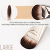 KINGMAS 2Pcs Foundation Makeup Brush, Premium Under Eye Nose Contour Brush, Flat Tongue-Shape Concealer Makeup Brush for Liquid Cream Foundation Powder Buffing Blending