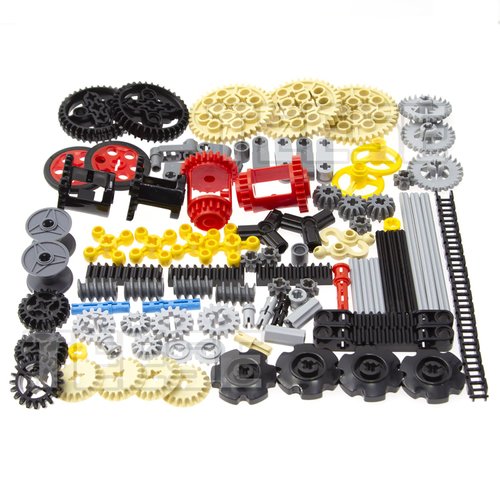 TEESE 116pcs Technic-Gears-Axles-Pins-Connectors-Wheels-Differential-Tires-Chain-Steering-Wheel String-Reel-Drum, Compatible with Technic-Parts, for STEM MOC Technic-Project-Bulk-Blocks (Random Color)