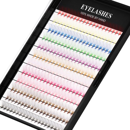 12Rows 240Pcs 10D Colorful Individual Premade Fans False Eyelashes Mixed 12 Colors Volume Eye Lashes Extensions Makeup Cluster Eyelashes 8/10/12/13/14/15/16mm Available (15MM)